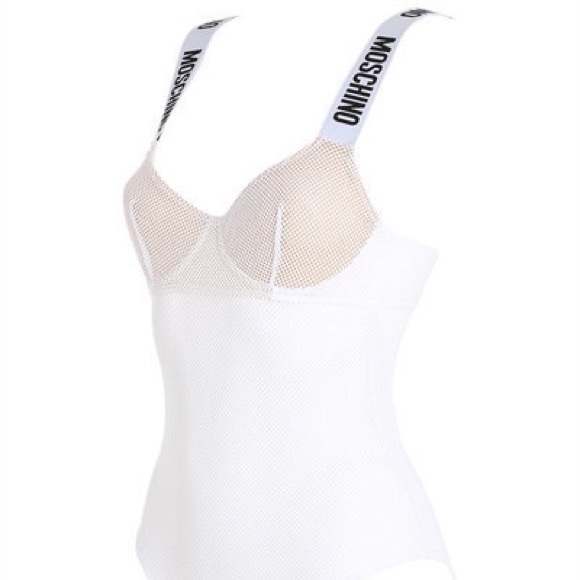 Moschino Tops - White Net Bodysuit Moschino